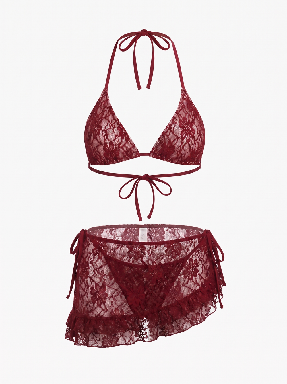 BIKINI CON GONNA IN PIZZO TRASPARENTE